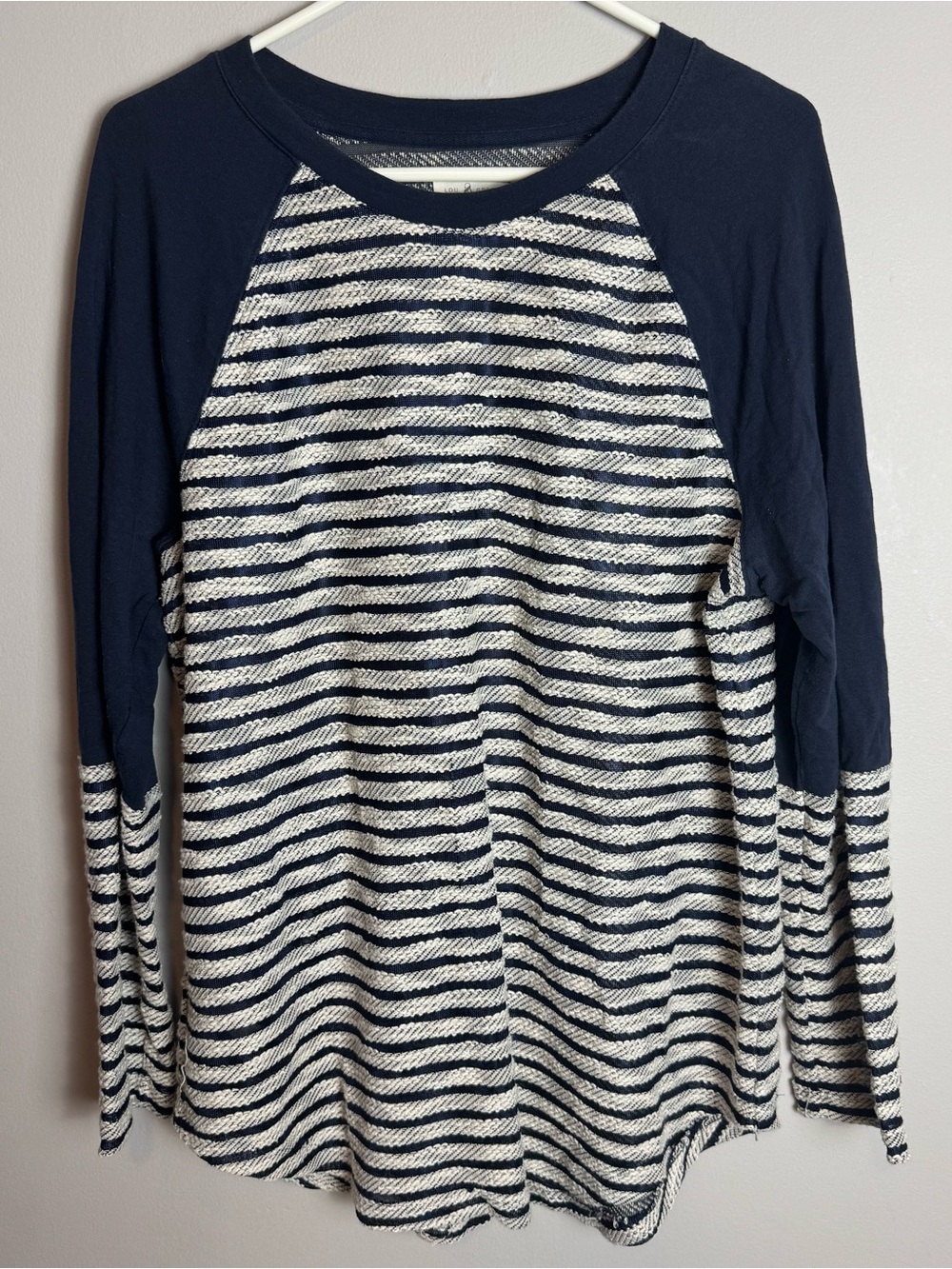 Lou & Grey Raglan Navy and White Striped Sheer Long Sleeve Tee Size XL